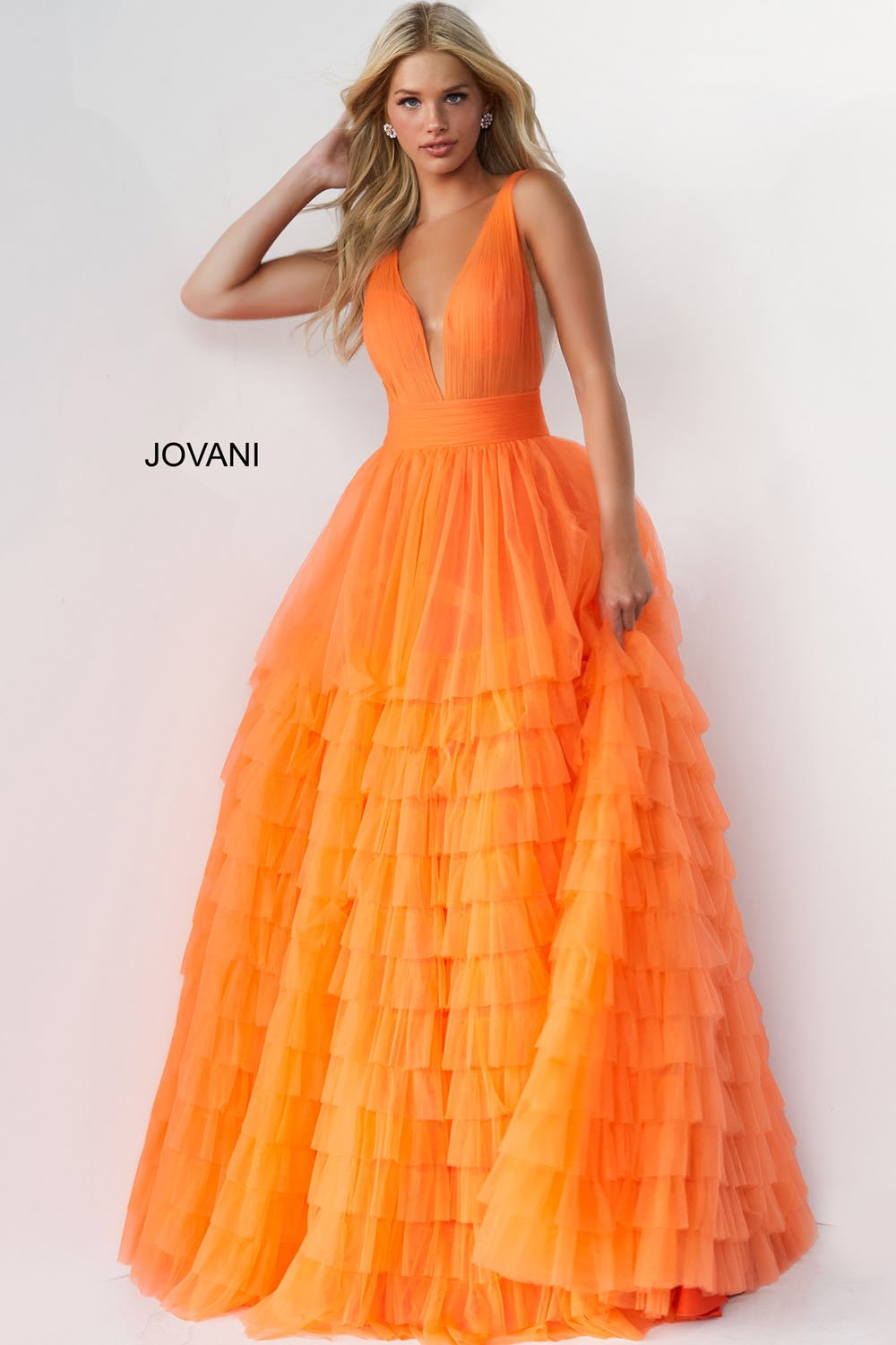 Jovani 07264 prom dress images.  Jovani 07264 is available in these colors: Blush, Fuchsia ,Lilac, Orange, White.