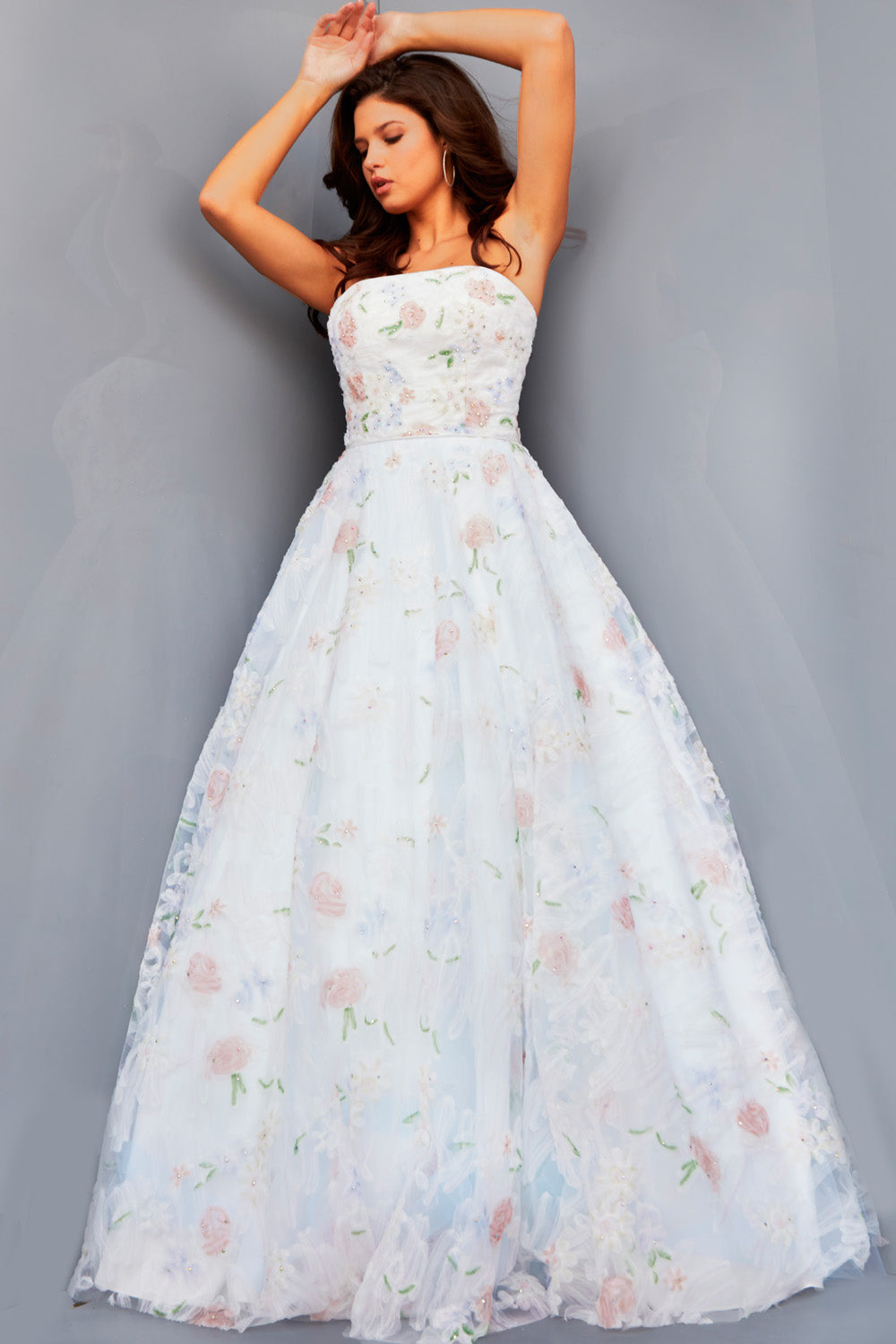 Jovani 07966 prom dress images.  Jovani 07966 is available in these colors: Off White Multi.
