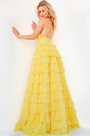 Jovani 08480 Yellow prom dress images.  Jovani style 08480 is available in these colors: Black, Hot Pink, Yellow.