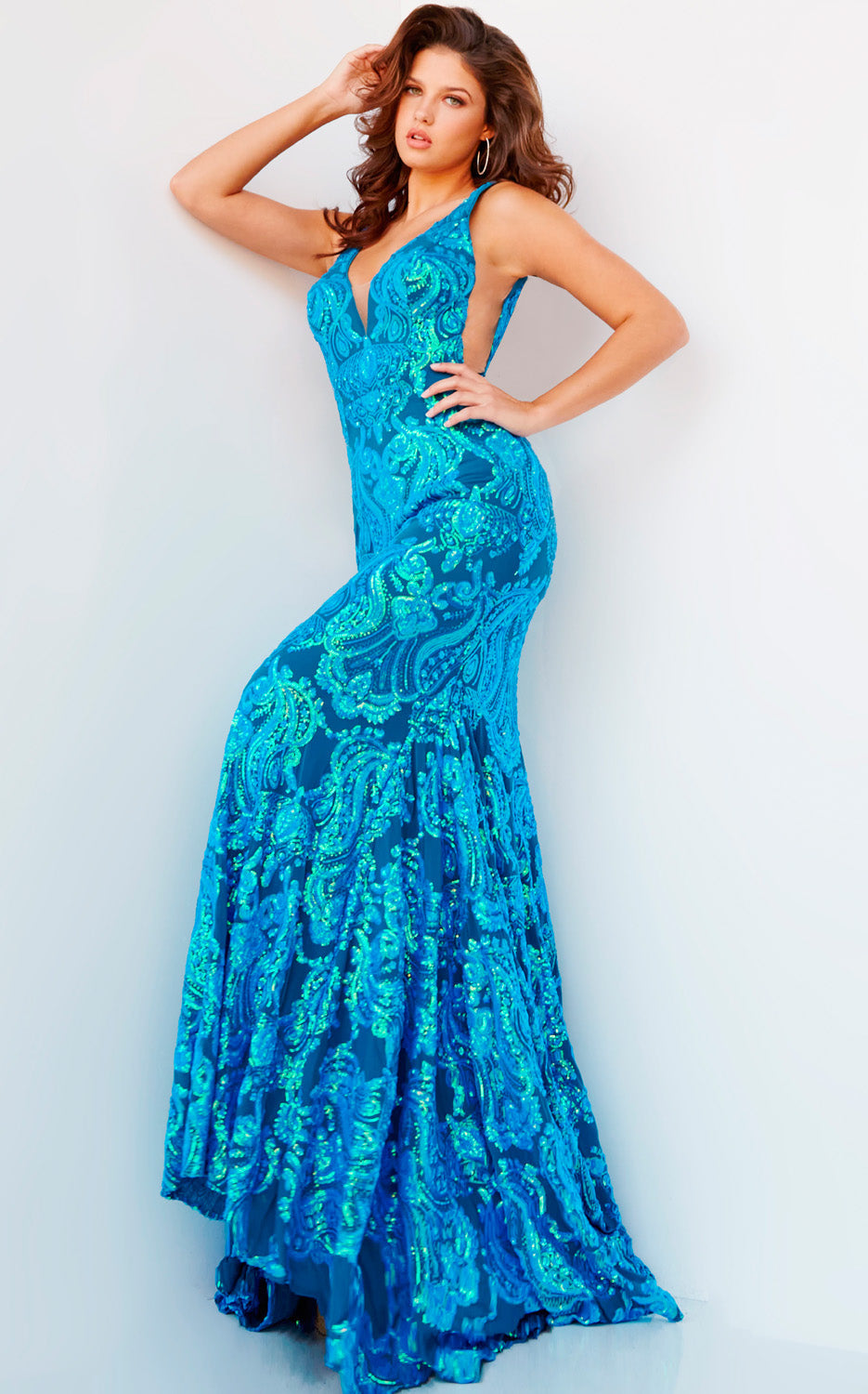 Jovani 08646 Royal prom dress images.  Jovani style 08646 is available in these colors: Hot Pink, Iridescent Royal.