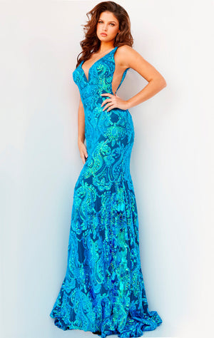 Jovani 08646 Royal prom dress images.  Jovani style 08646 is available in these colors: Hot Pink, Iridescent Royal.