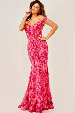 Jovani 08647 Fuchsia prom dress images.  Jovani style 08647 is available in these colors: Fuchsia, Silver, Turquoise.