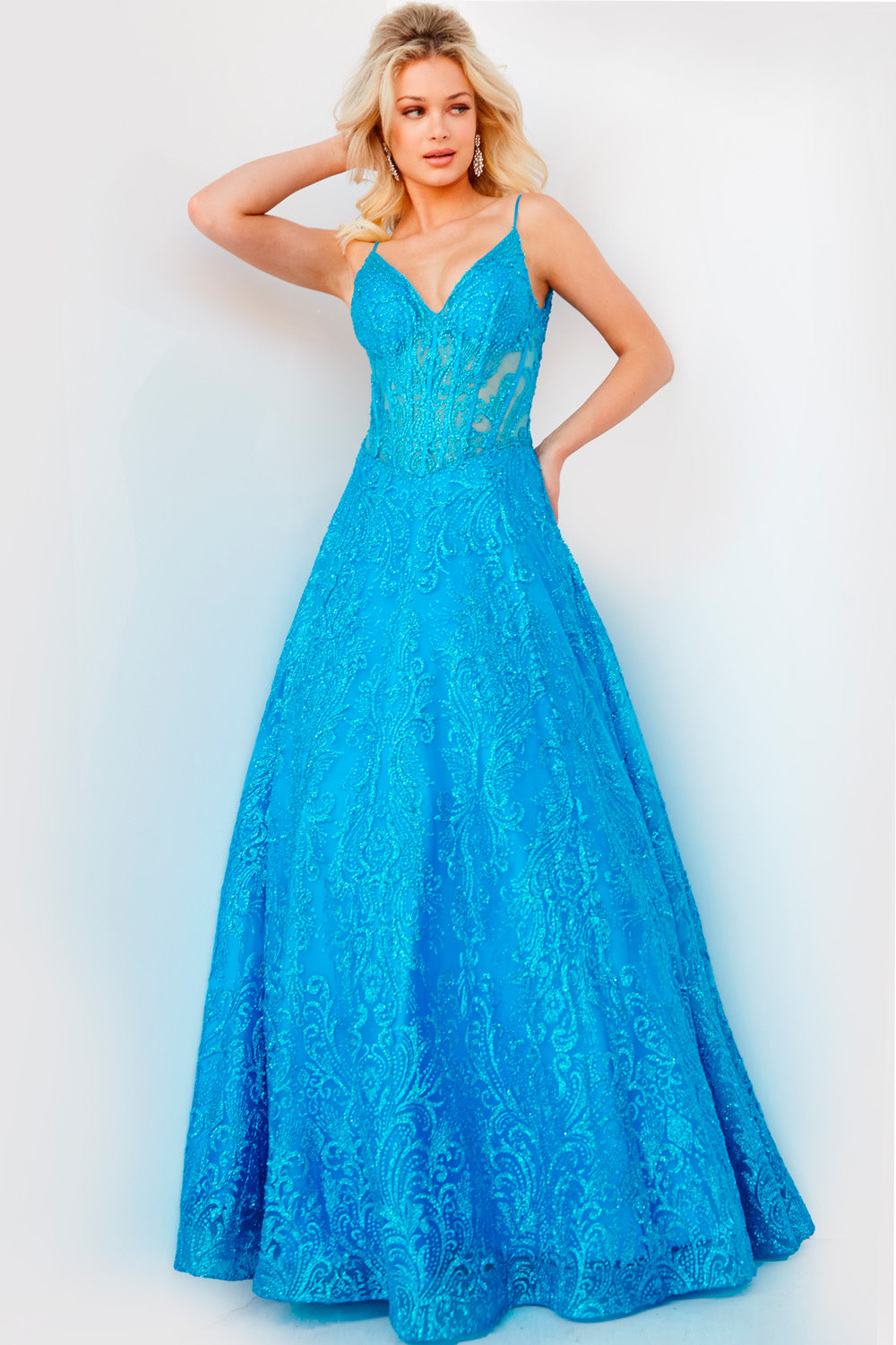 Jovani 09016 prom dress images.  Jovani 09016 is available in these colors: Black, Fuchsia, Royal, Turquoise.