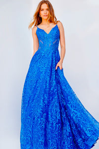 Jovani 09016 Royal prom dress images.  Jovani style 09016 is available in these colors: Black, Fuchsia, Royal, Turquoise.