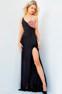 Jovani 09021 prom dress images.  Jovani 09021 is available in these colors: Black Pink, White Crystal.