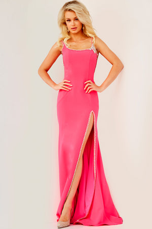 Jovani 09116 Hot Pink prom dress images.  Jovani style 09116 is available in these colors: Black, Hot Pink, Jade, Magenta, Teal.