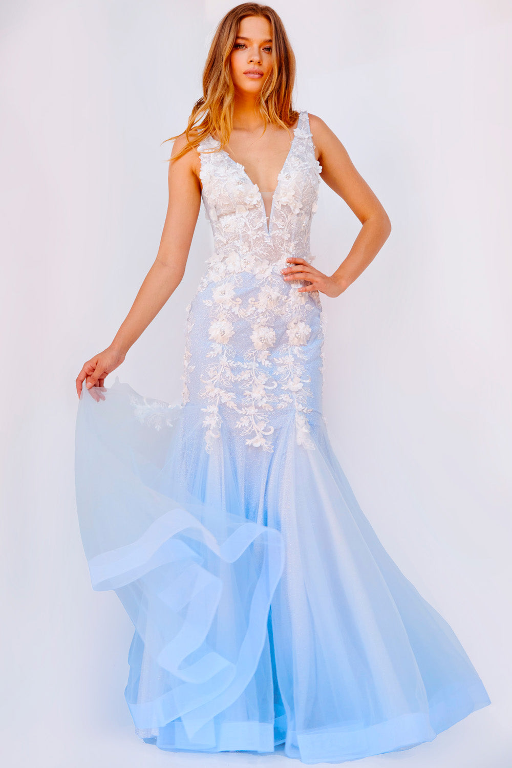 Jovani 09322 prom dress images.  Jovani 09322 is available in these colors: Light Blue, Blush.