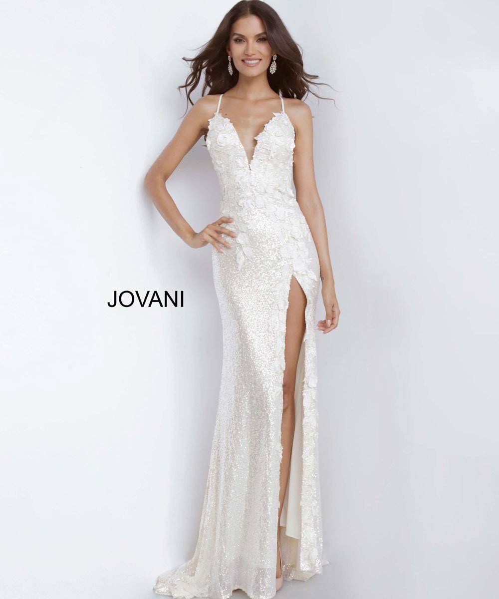 Jovani 1012 dress images in these colors: Cream, Light Blue, Rose Gold.