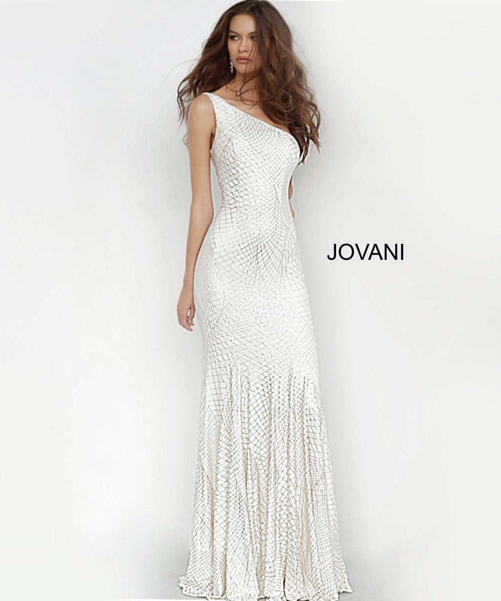Jovani 1119 dress images in these colors: Magenta, Off White Gold, Navy.