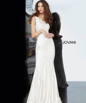 Jovani 1119 dress images in these colors: Magenta, Off White Gold, Navy.