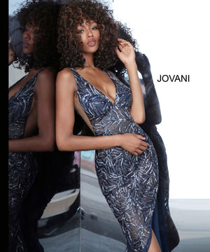 Jovani 1863 dress images in these colors: Navy, Silver Nude, White.