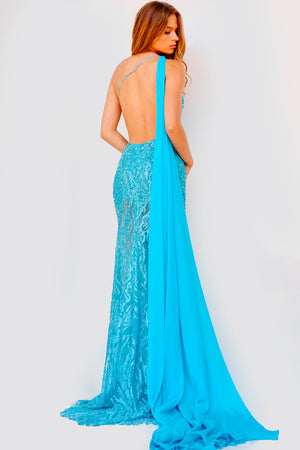 Jovani 22602 Turquoise prom dress images.  Jovani style 22602 is available in these colors: Turquoise, Black.