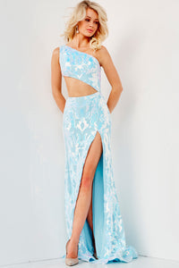 Jovani 22853 prom dress images.  Jovani 22853 is available in these colors: Hot Pink, Light Blue, Light Pink, Lilac, Orange, Turquoise.