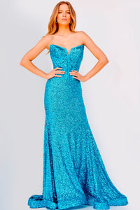Jovani 23077 prom dress images.  Jovani 23077 is available in these colors: Turquoise, Emerald, Gold, Lilac.