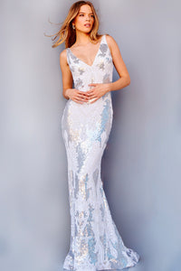 Jovani 23319 prom dress images.  Jovani 23319 is available in these colors: Ivory Silver.