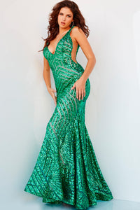 Jovani 24097 prom dress images.  Jovani 24097 is available in these colors: Emerald, Iridescent Blue, Neon Hotpink, Iridescent Violet.