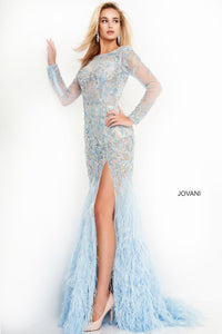 Jovani 37580 dress images in these colors: Black, Light Blue.