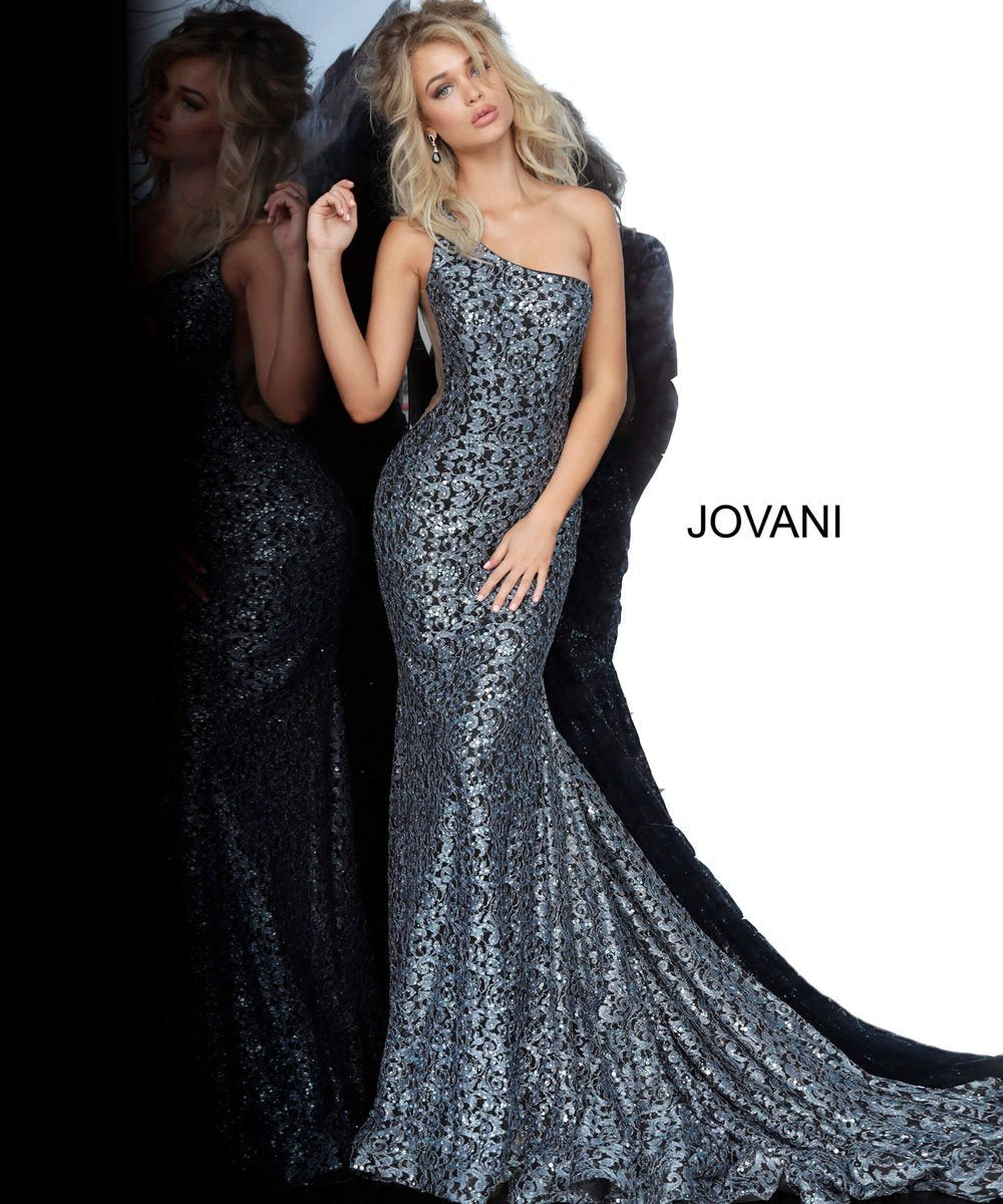 Jovani 3927 dress images in these colors: Black, Black Blue, Peacock, Red.