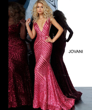 Jovani 59762 dress images in these colors: Black Nude, Charcoal, Fuchsia, Hunter, Rose Gold.