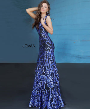 Jovani 63349 dress images in these colors: Black Gold, Black Green, Black Red, Black Royal, Black Silver, Navy Navy, White Gold.
