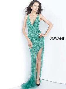 Jovani 63405 dress images in these colors: Emerald, Gold Silver, Platinum.