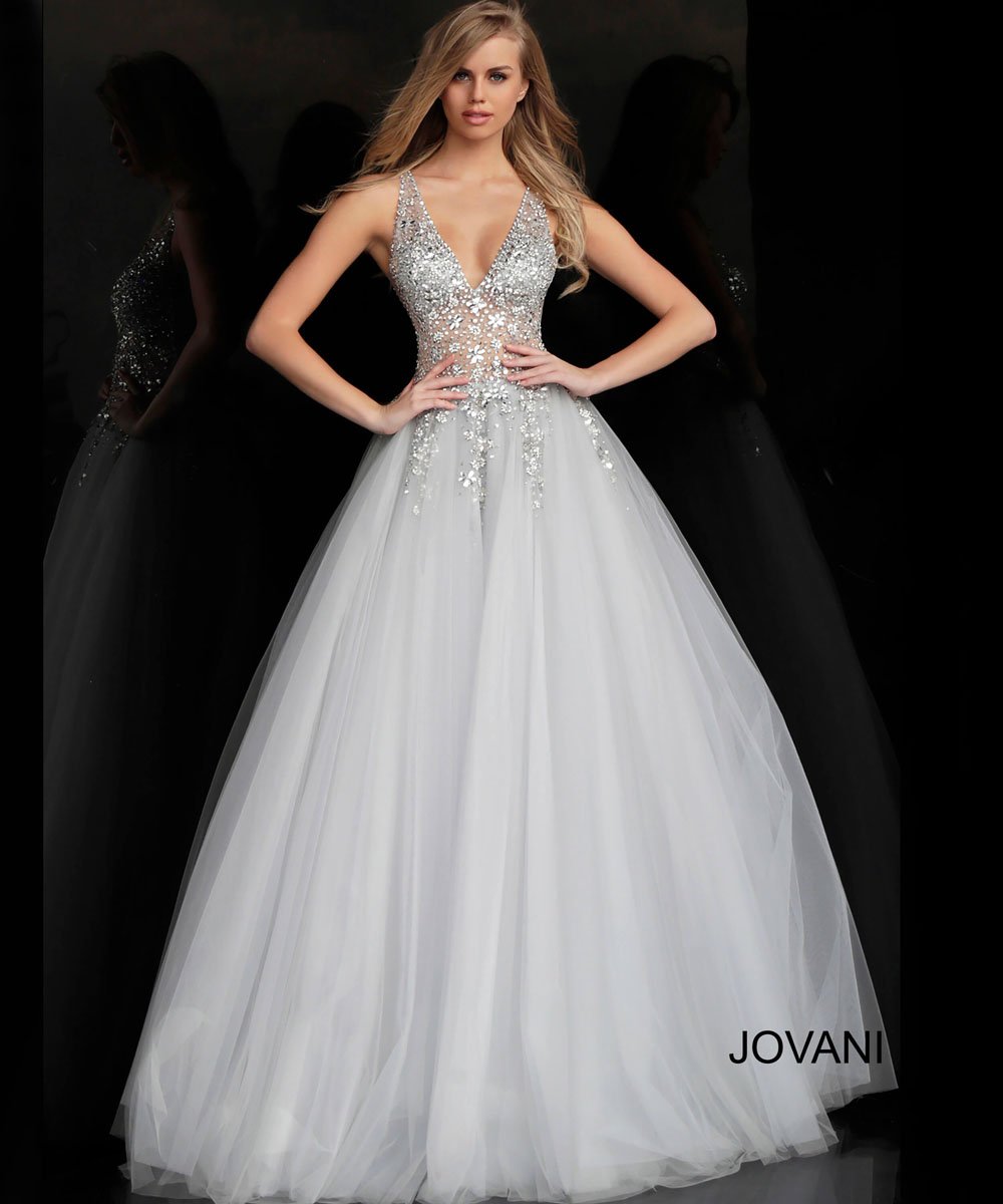 Jovani 65379 dress images in these colors: Grey, Lilac.