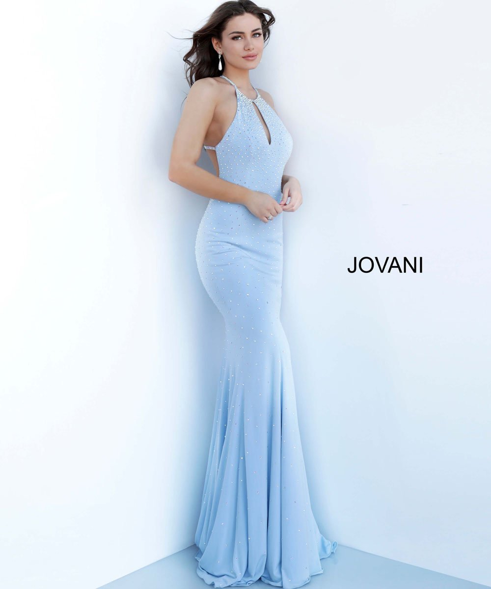 Jovani 67101 dress images in these colors: Black, Blush, Light Blue, Mauve, Red, White.