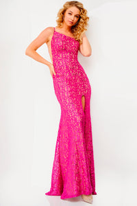 Jovani JVN06127 prom dress images.  Jovani JVN06127 is available in these colors: Fuchsia, Black, Black Blue, Peacock, Red, Steel.