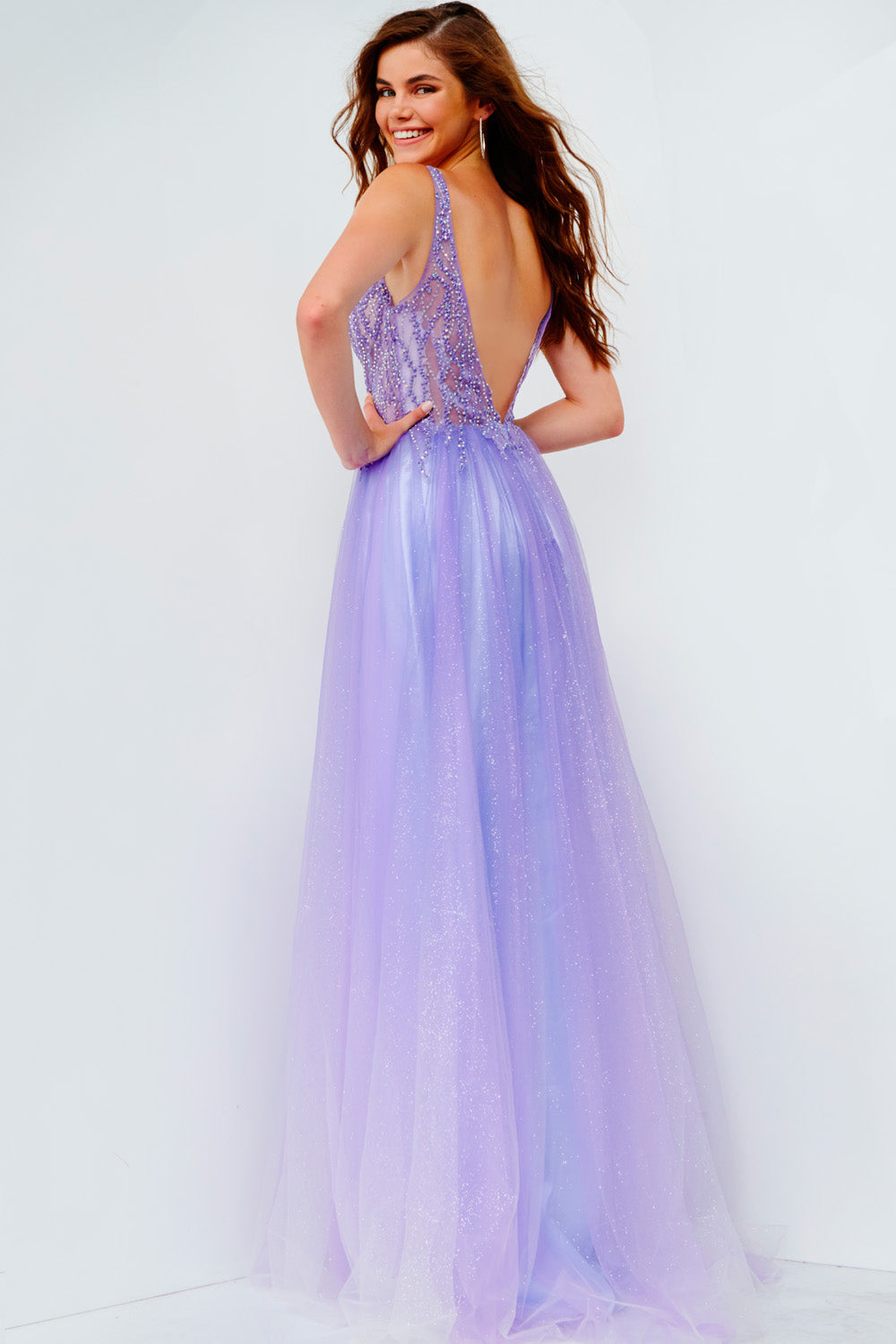 Jovani JVN07387 prom dress images.  Jovani JVN07387 is available in these colors: Purple.