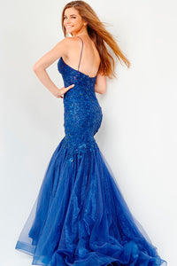 Jovani JVN07398 prom dress images.  Jovani JVN07398 is available in these colors: Navy, Emerald, Light Blue, Red.