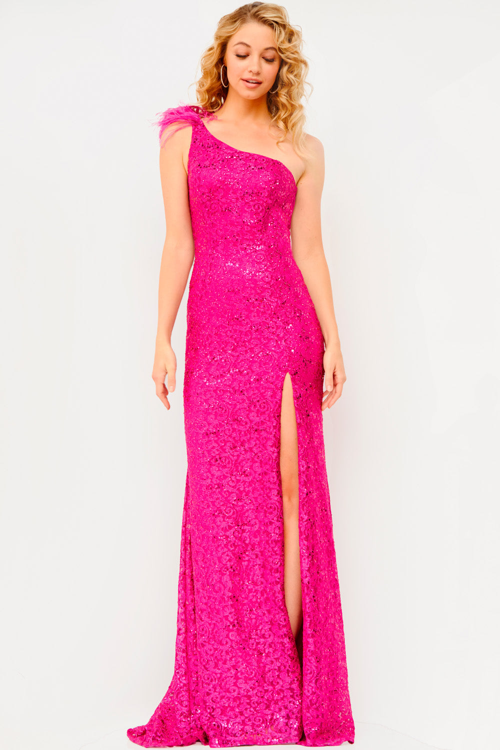 Jovani JVN08175 prom dress images.  Jovani JVN08175 is available in these colors: Fuchsia, Smoke.