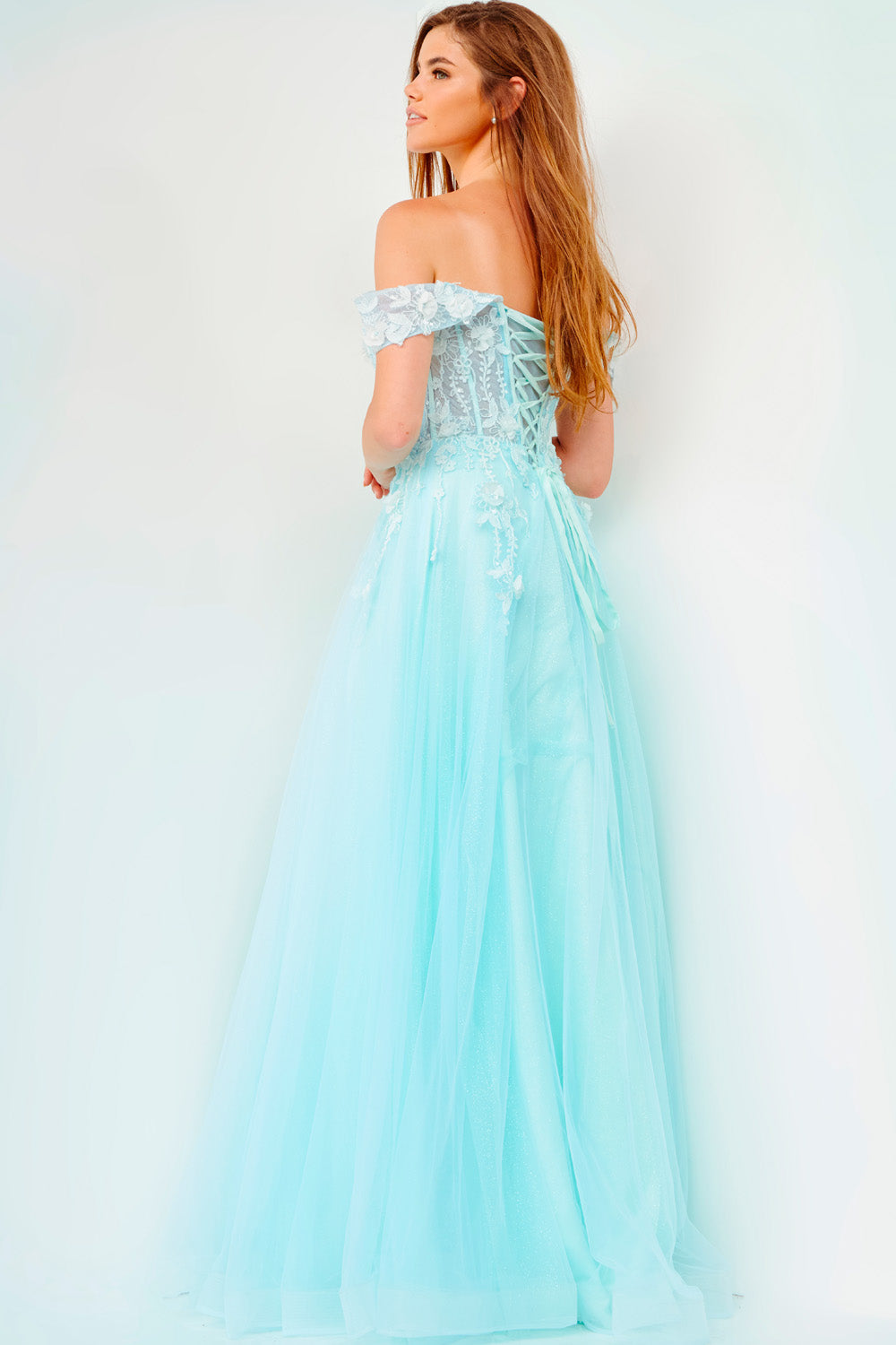 Jovani JVN08295 prom dress images.  Jovani JVN08295 is available in these colors: Aqua, Light Blue, Lilac.