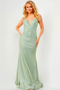 Jovani JVN08492 prom dress images.  Jovani JVN08492 is available in these colors: Light Green, Light Blue.