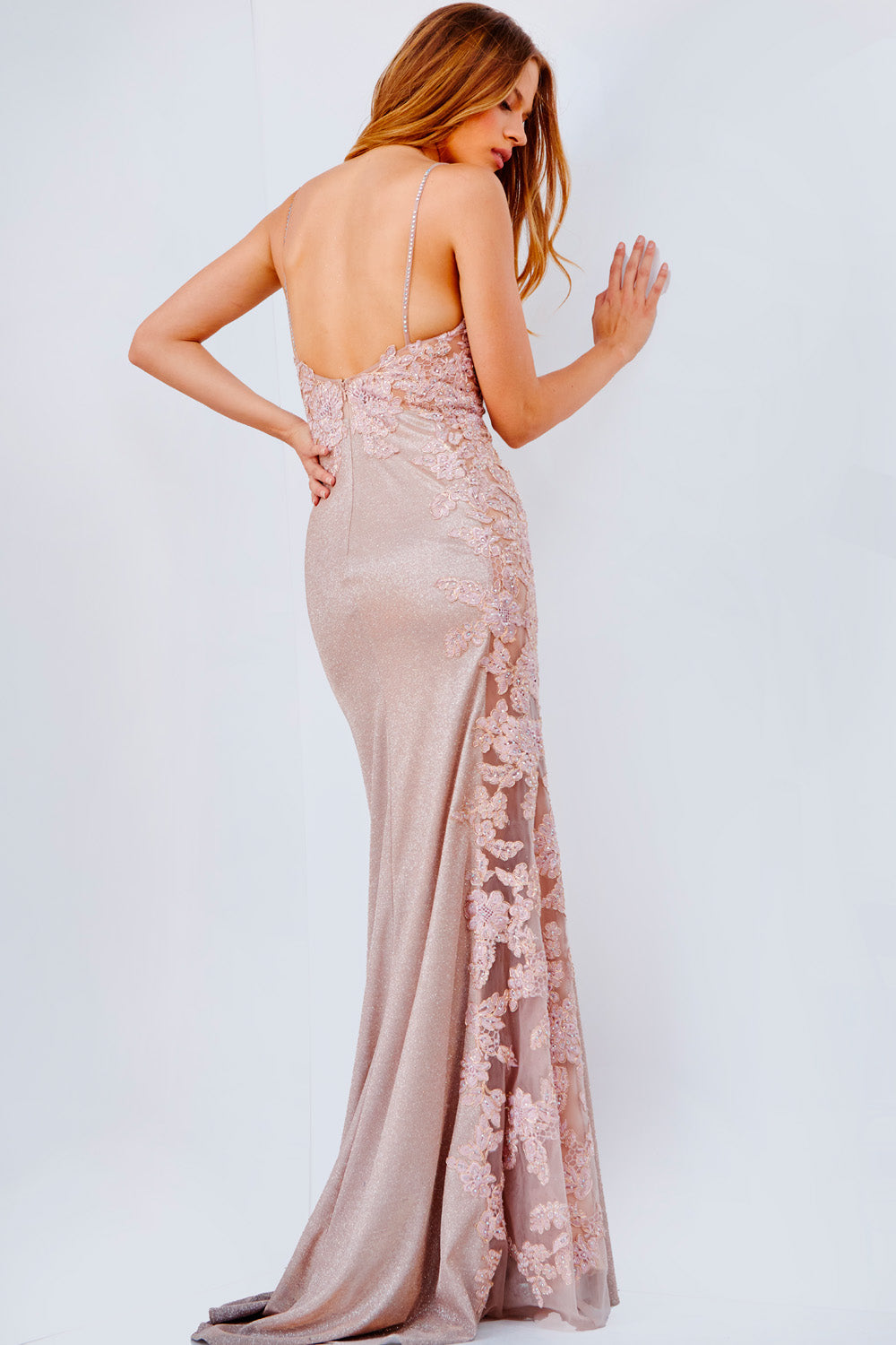 Jovani JVN2205 prom dress images.  Jovani JVN2205 is available in these colors: Nude, Black, Olive, Periwinkle, Purple, Raspberry, Red, Teal.