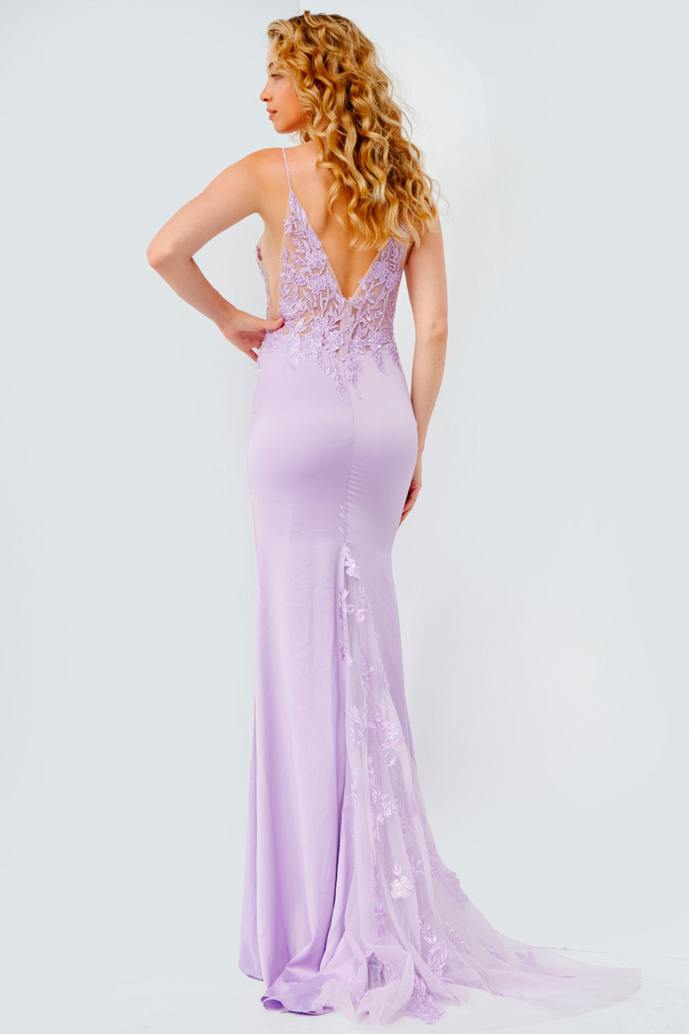 Jovani JVN23124 prom dress images.  Jovani JVN23124 is available in these colors: Lilac, Black, Blue, Blush.