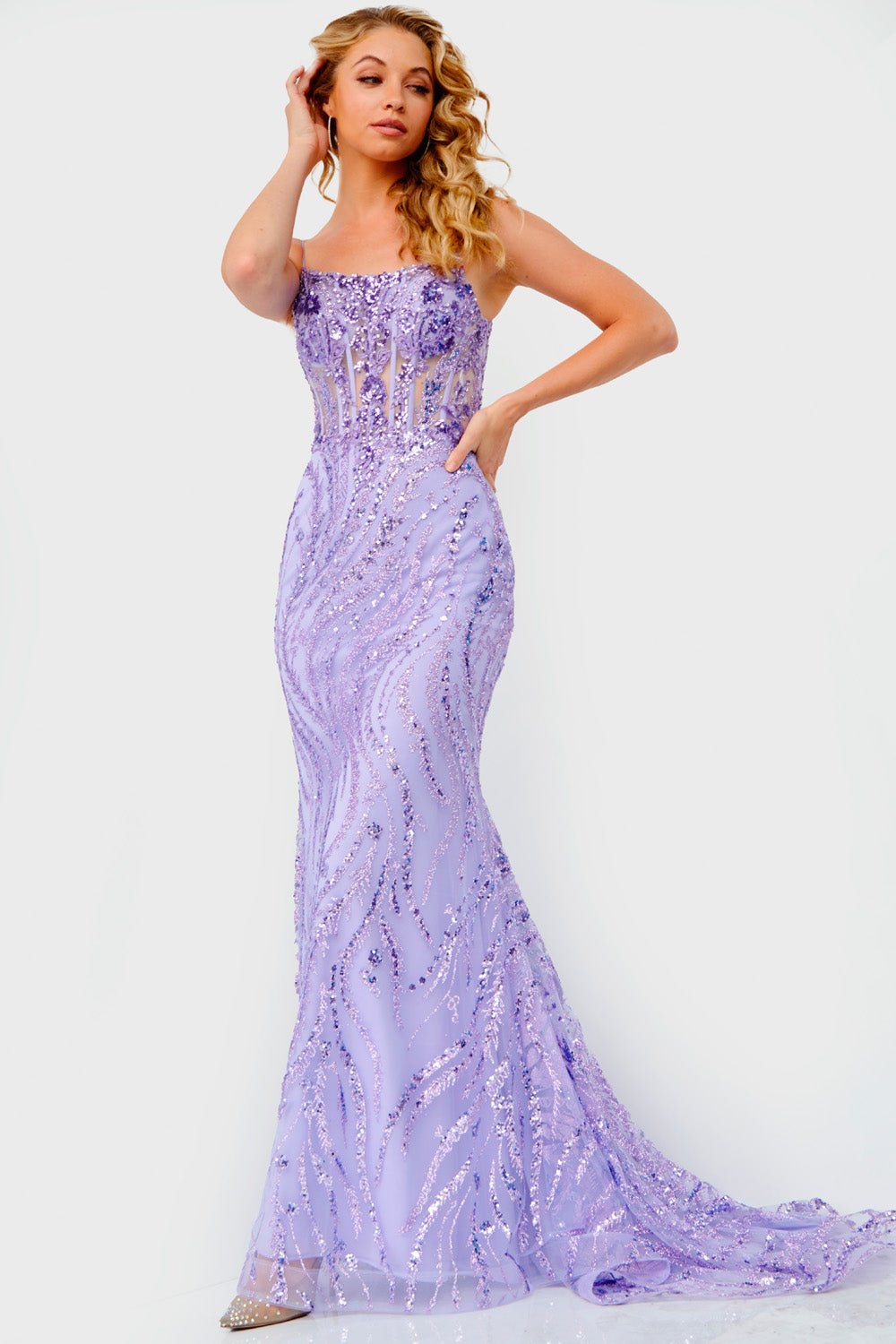 Jovani JVN23250 prom dress images.  Jovani JVN23250 is available in these colors: Lilac, Light Blue.
