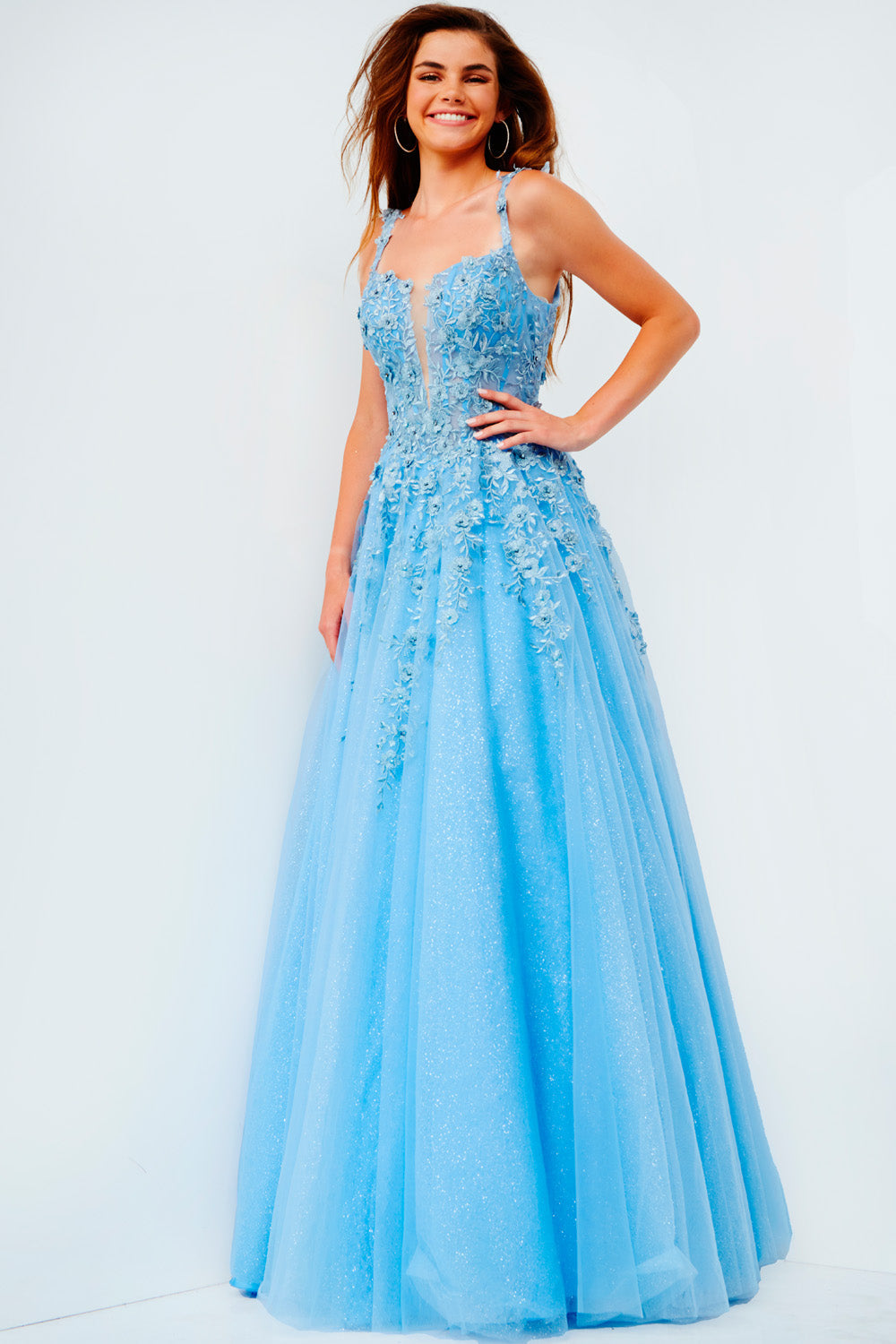Jovani JVN4271 prom dress images.  Jovani JVN4271 is available in these colors: Sky Blue, Burgundy, Ivory, Navy.