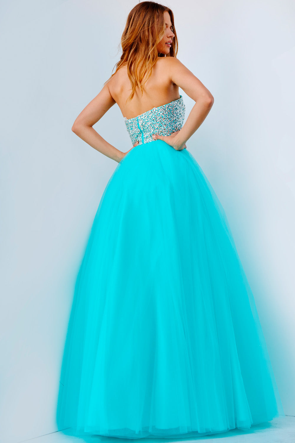 Jovani JVN52131 prom dress images.  Jovani JVN52131 is available in these colors: Aqua, Blush, Lavender, Navy, White.