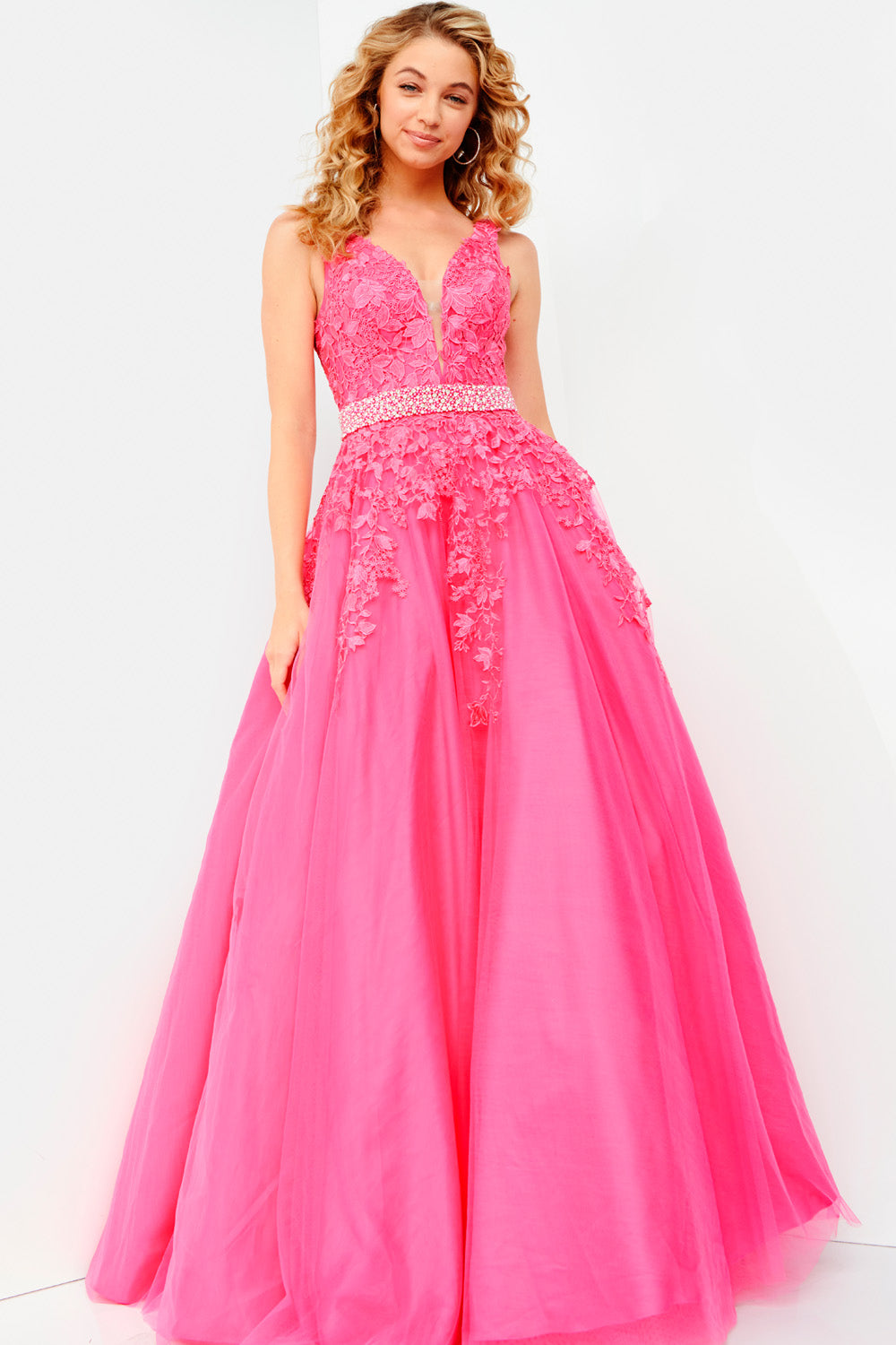 Jovani JVN68258 prom dress images.  Jovani JVN68258 is available in these colors: Hot Pink, Black, Blue, Blush, Cobalt, Emerald, Light Purple, Navy, Off White Nude, Purple, Red.