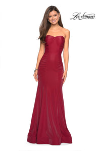 La Femme 26999 dress images in these colors: Black, Deep Red, Indigo.