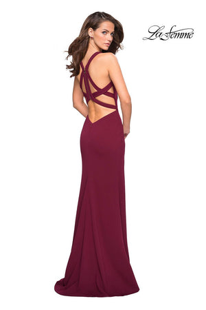 La Femme 27031 dress images in these colors: Black, Burgundy, White.