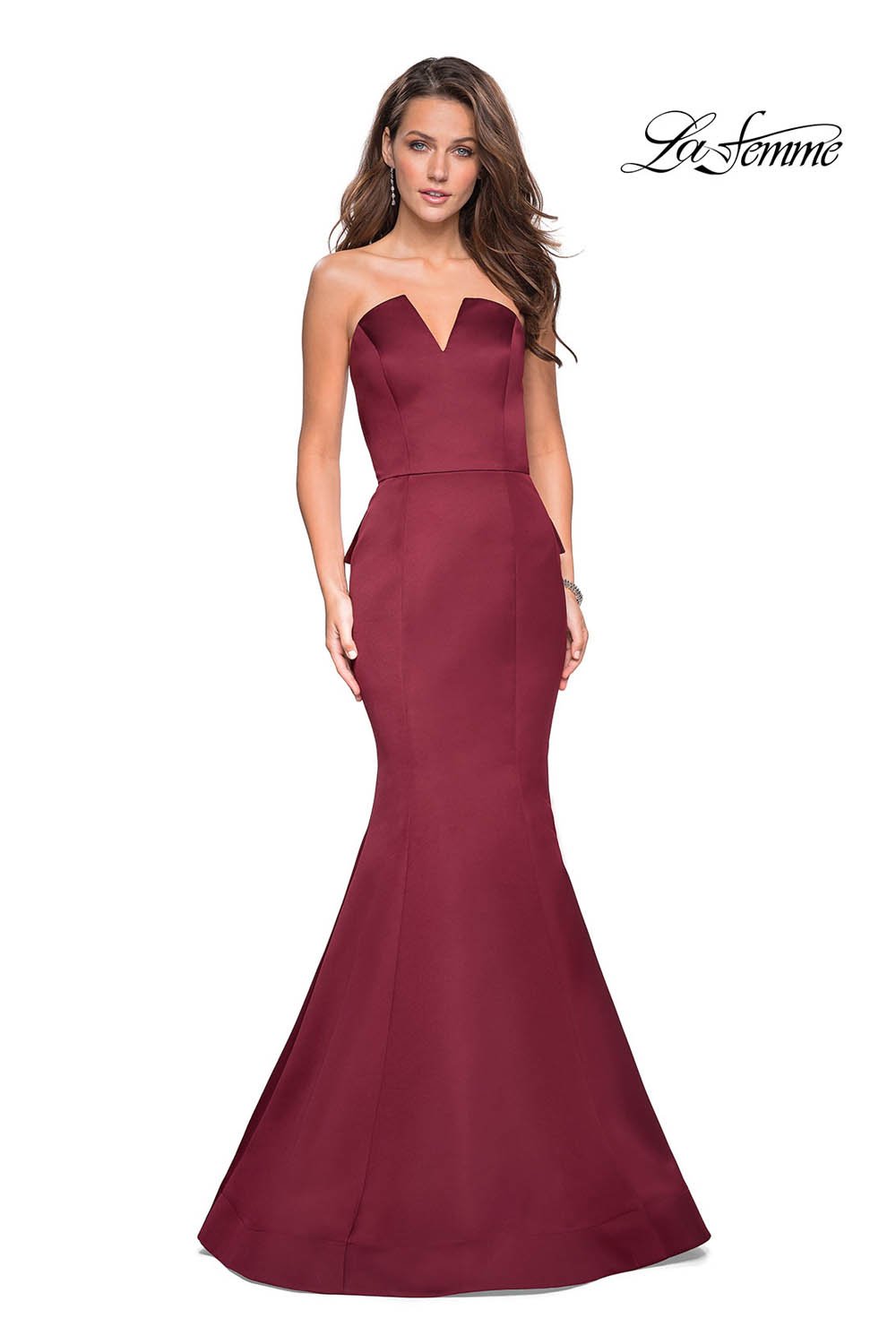 La Femme 27105 dress images in these colors: Black, Burgundy.