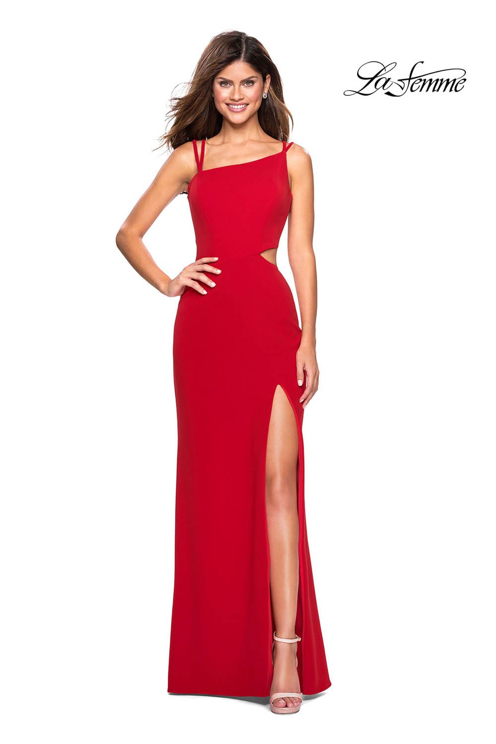 La Femme 27126 dress images in these colors: Black, Red, Royal Blue, White, Yellow.