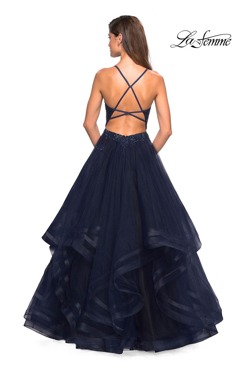 La Femme 27192 dress images in these colors: Navy.