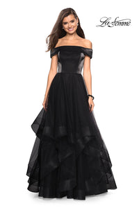 La Femme 27224 dress images in these colors: Black, Blush, White.