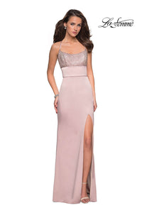 La Femme 27274 dress images in these colors: Champagne, Navy.