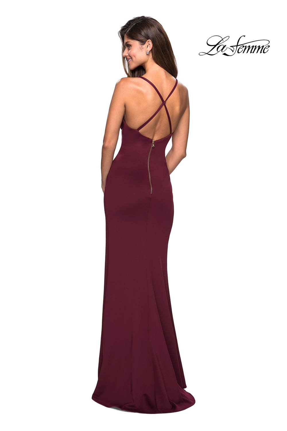 La Femme 27317 dress images in these colors: Navy, White, Wine.