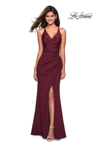 La Femme 27317 dress images in these colors: Navy, White, Wine.