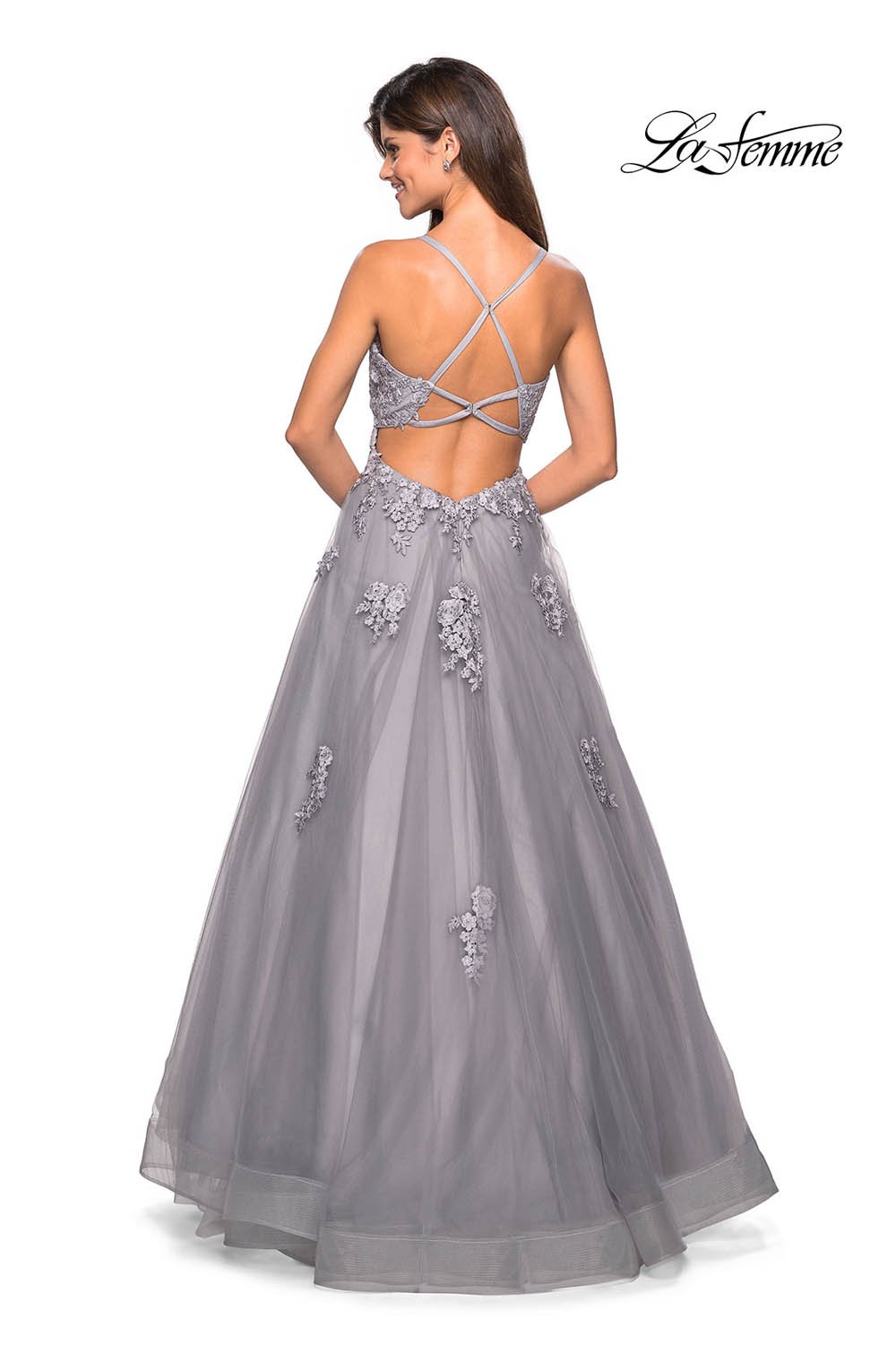La Femme 27441 Dress - Formal Approach - La Femme Prom Dresses Silver / 00 La Femme 27441 Dress - Formal Approach - La Femme Prom Dresses Silver / 00