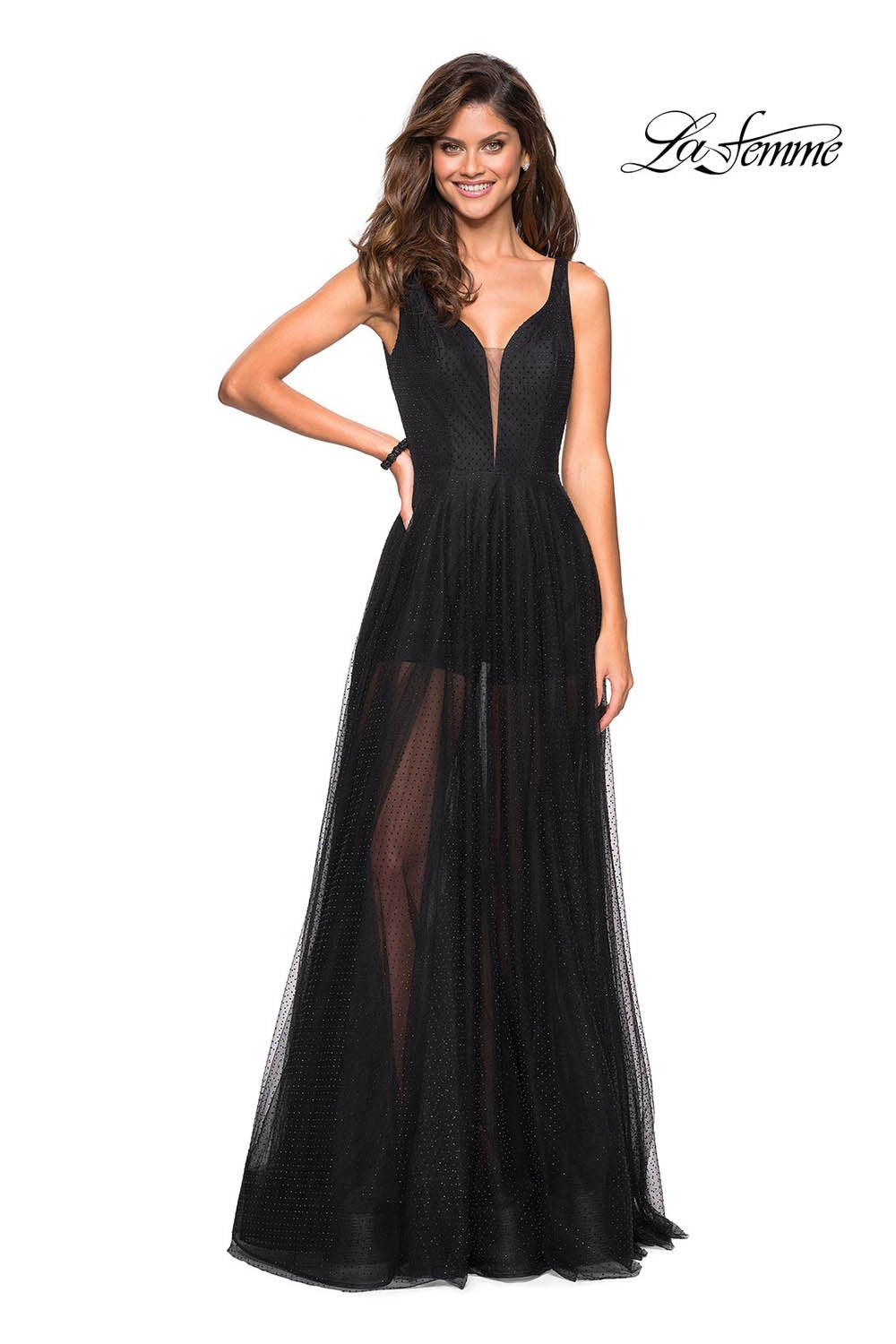 La Femme 27457 dress images in these colors: Black.